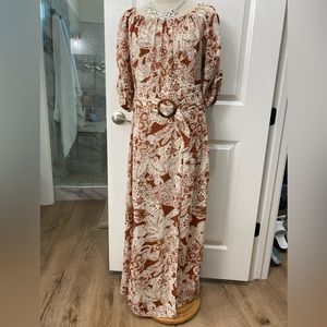 Long floor length belted dress